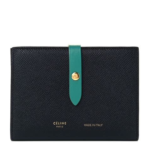 celine medium strap wallet in grained calfskin|MEDIUM STRAP WALLET IN GRAINED CALFSKIN.